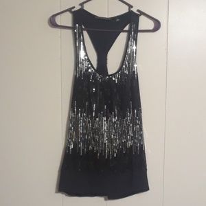 Black and silver sequins tank top